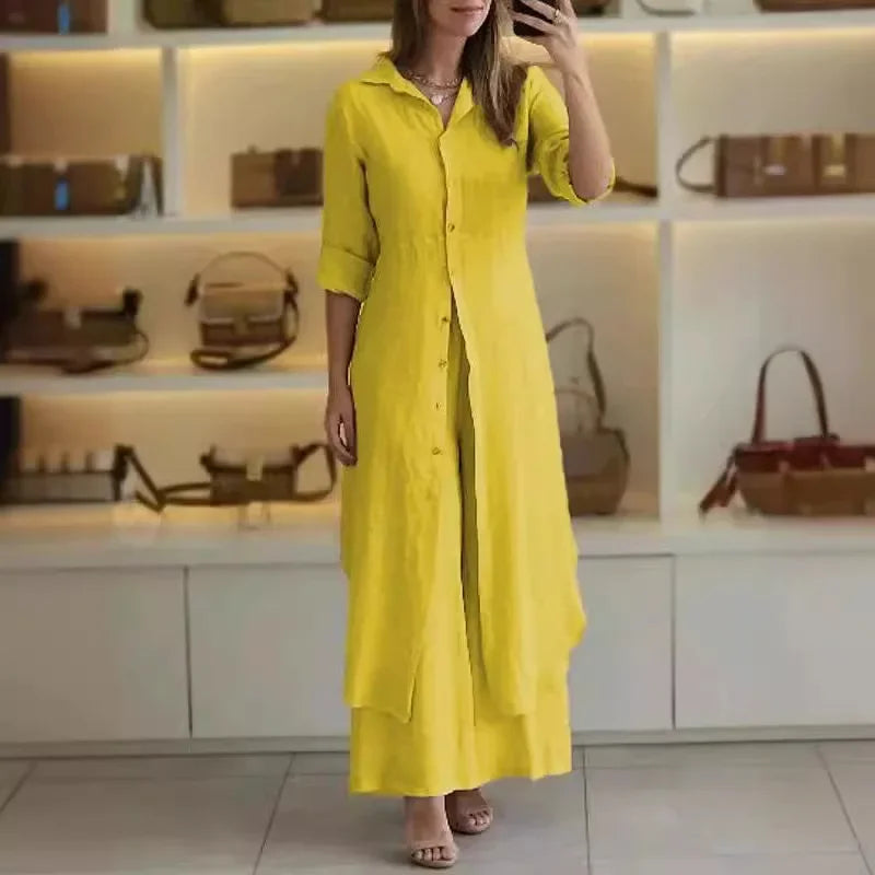 Alira – Relaxed Blouse Dress and Wide Leg Linen Pants