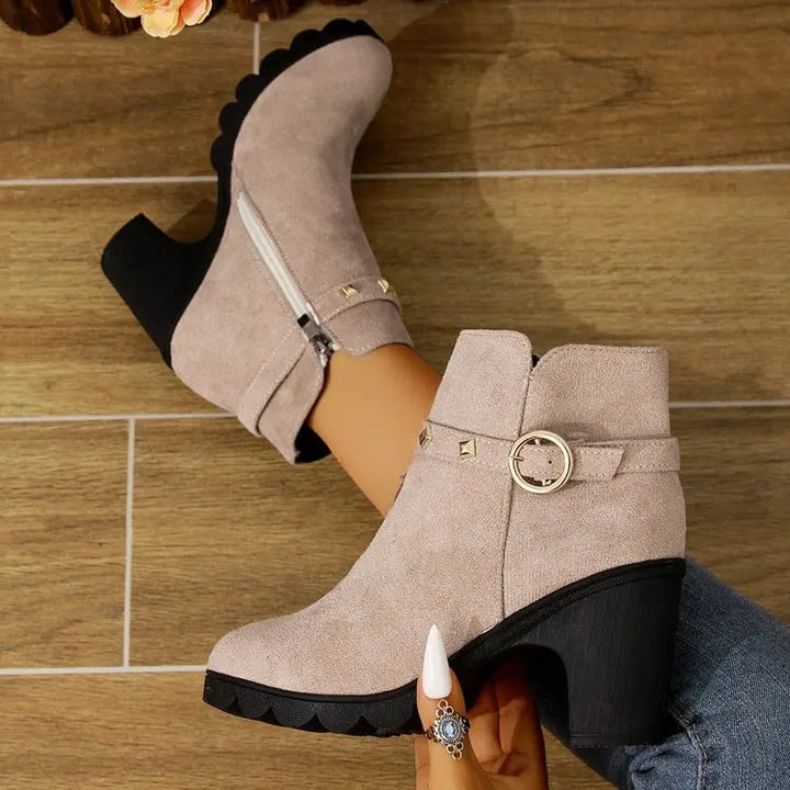 Valera Block Heeled Boots with Studs