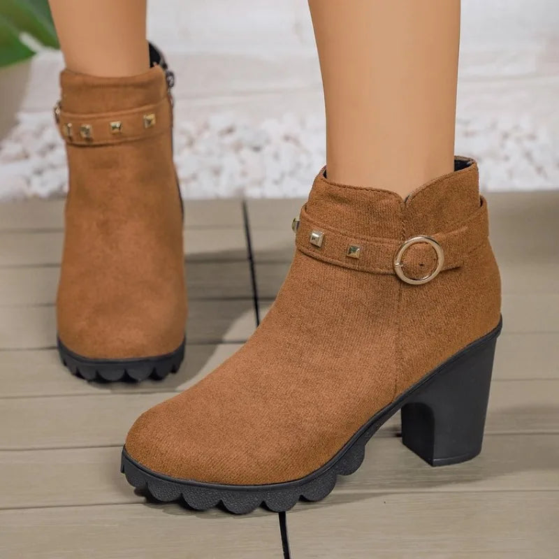 Valera Block Heeled Boots with Studs