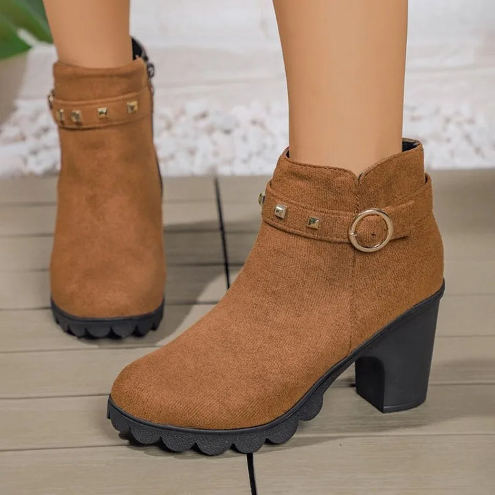 Valera Block Heeled Boots with Studs
