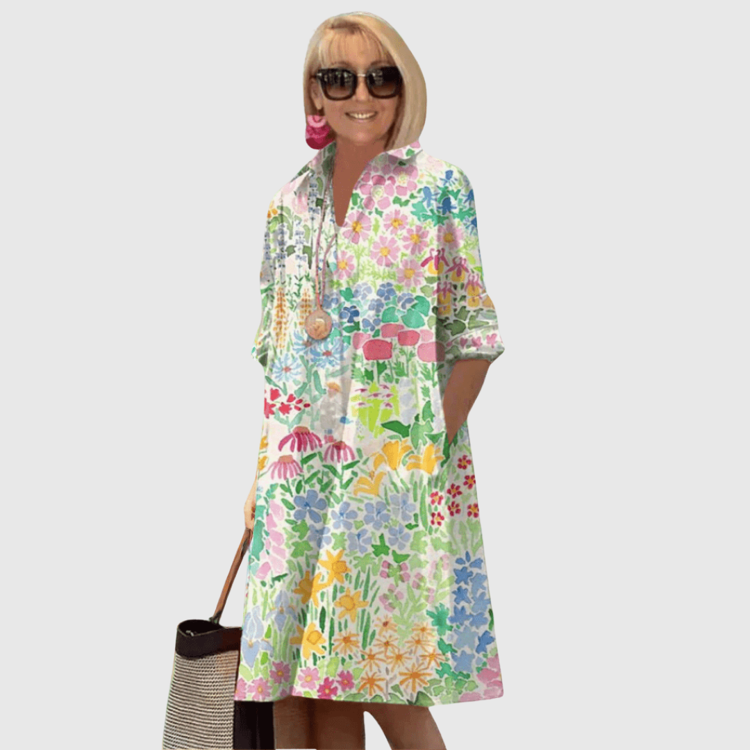 NATALIE | LUXURIOUS SUMMER FLORAL MIDI DRESS FOR AN EFFORTLESS STYLE