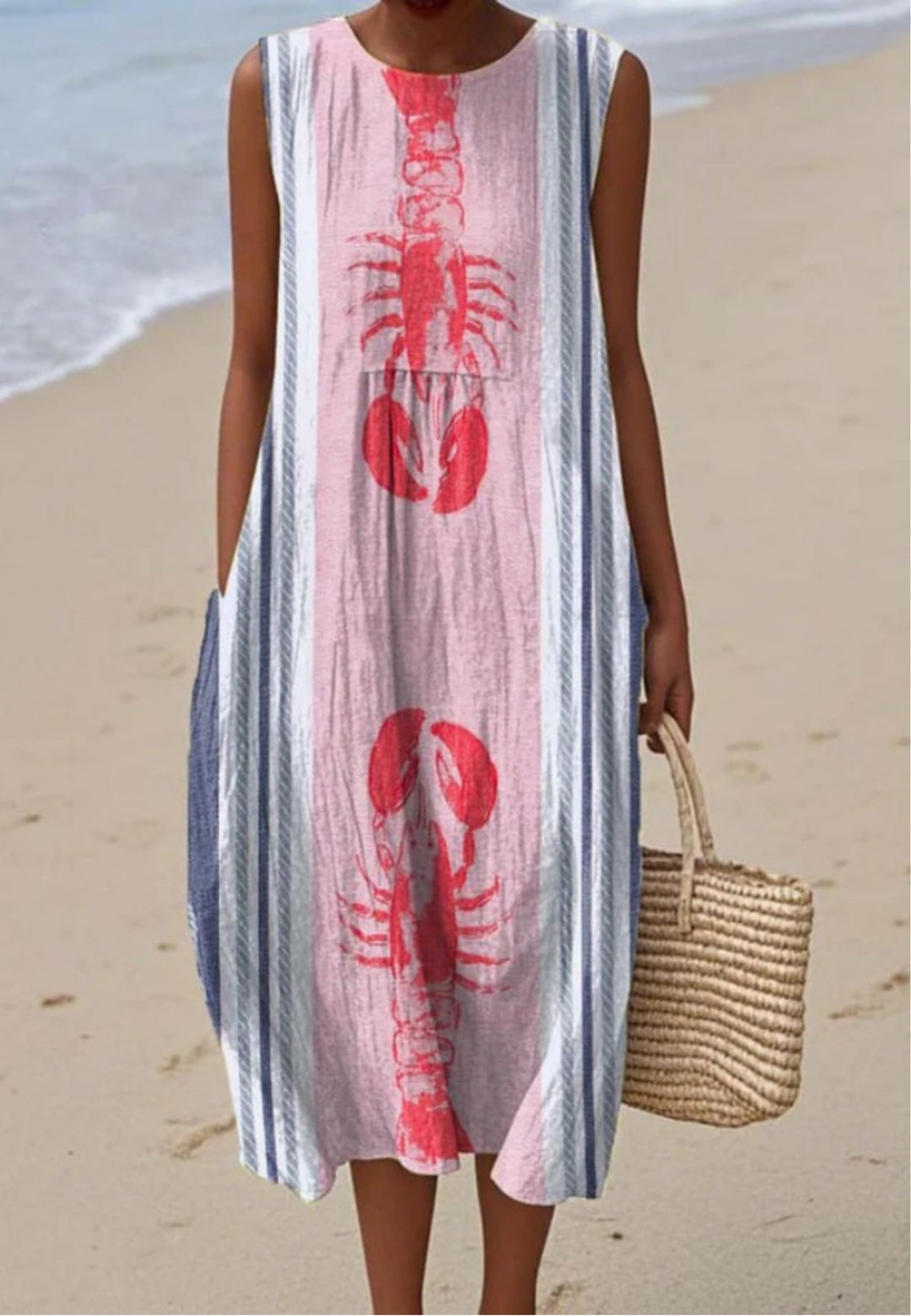 Lena - Dress with Charming Lobster Print
