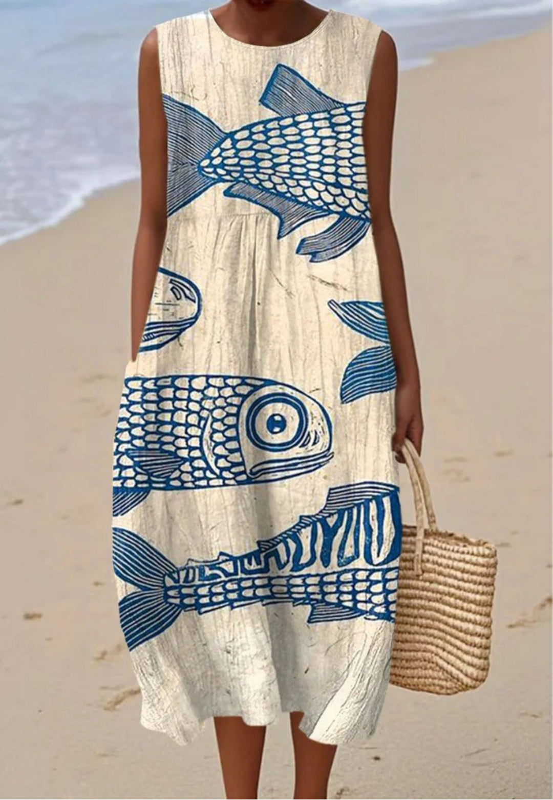 River - Vintage Inspired Dress with Fish Print
