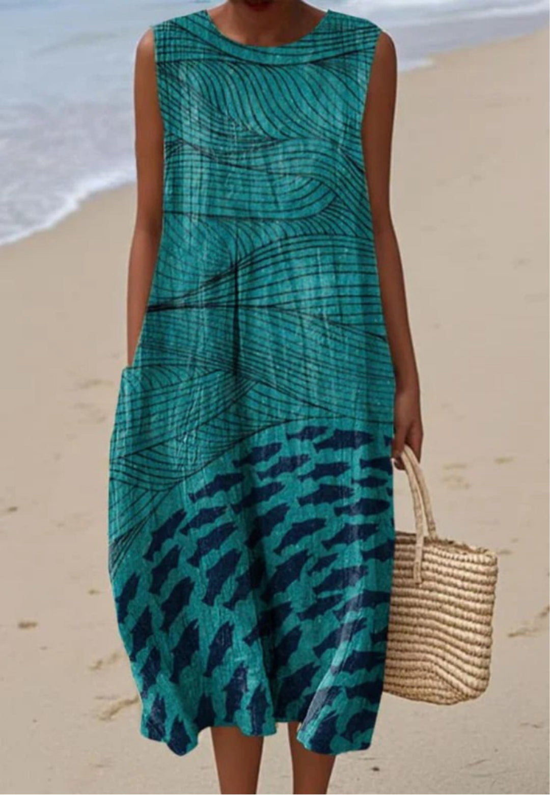 Lisa - Dress with Ocean and Fish Art