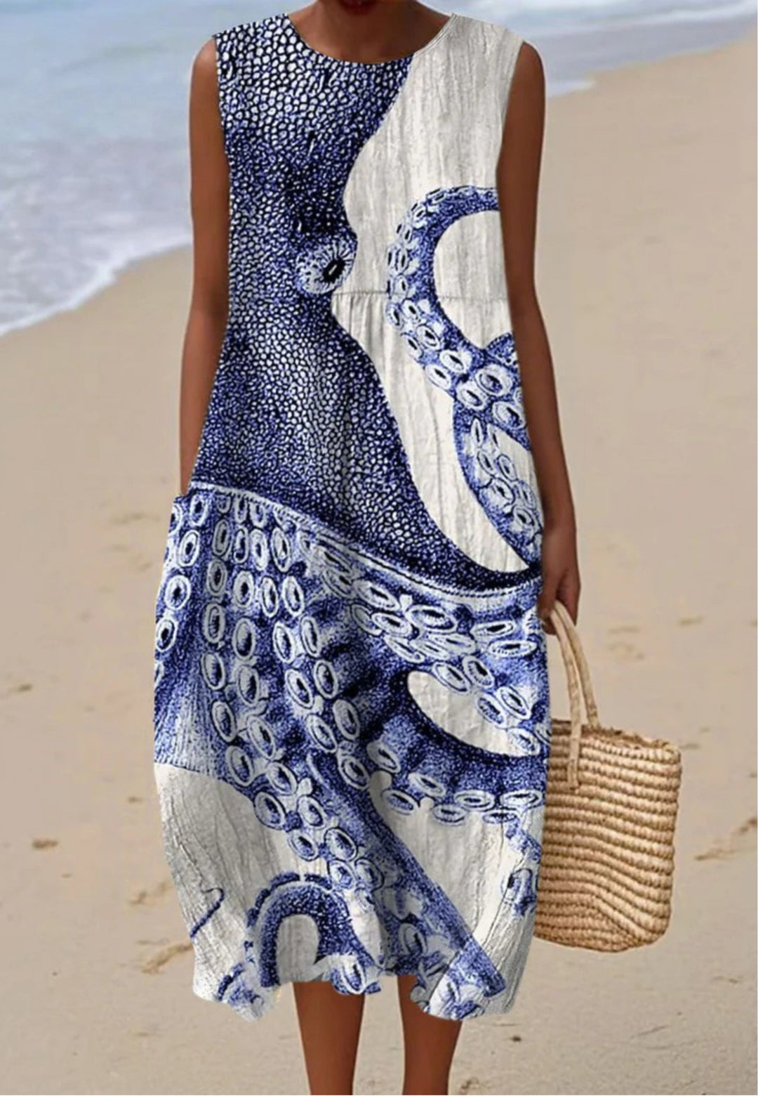 Bobby - Sleeveless Dress with Octopus Print