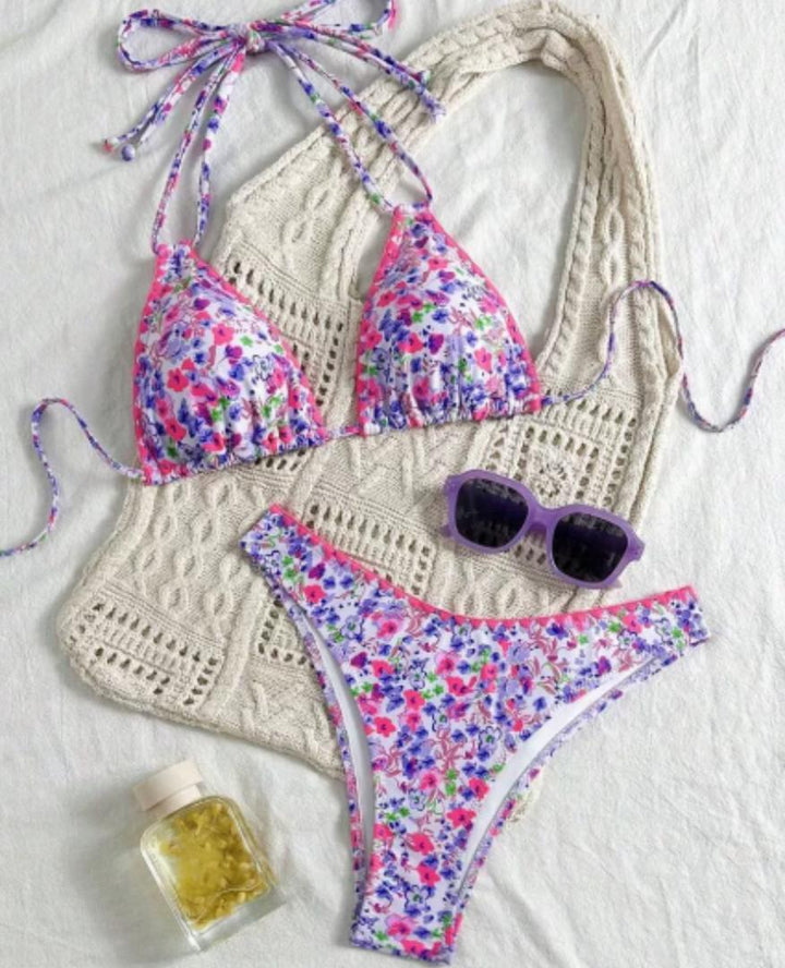 Valerie | Vibrant Lace Bikini with Neck Tie