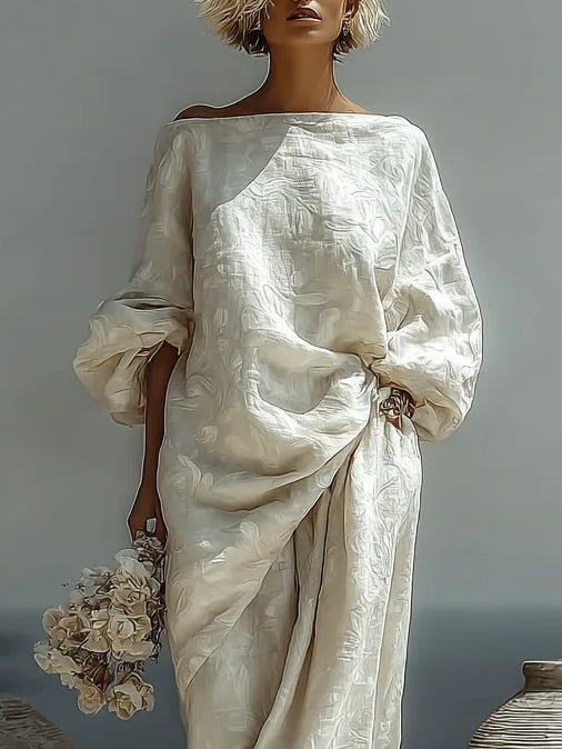 Off-white Textured Top And Wide-leg Pants Two-piece Set