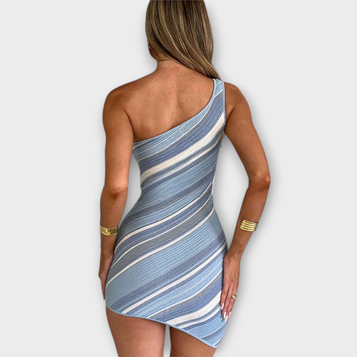 Kira - Stylish One Shoulder Mini Knit Dress