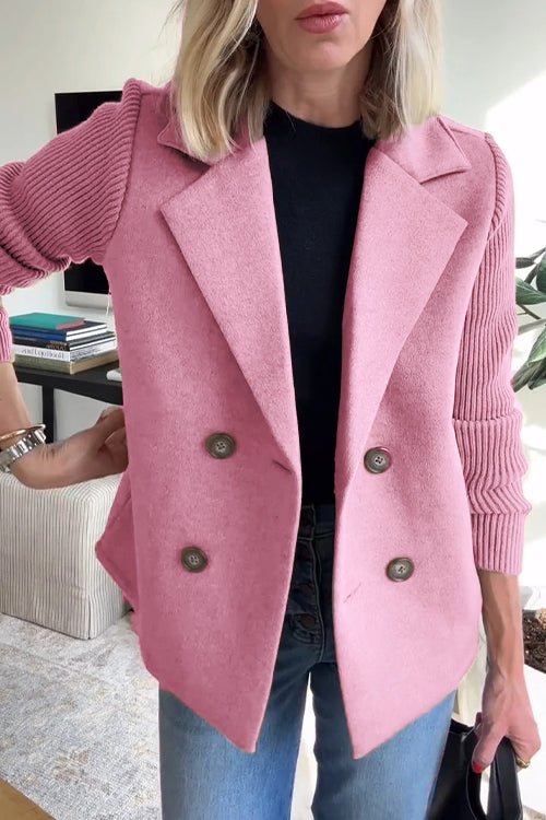 Amora - Elegant Knit-Sleeve Blazer