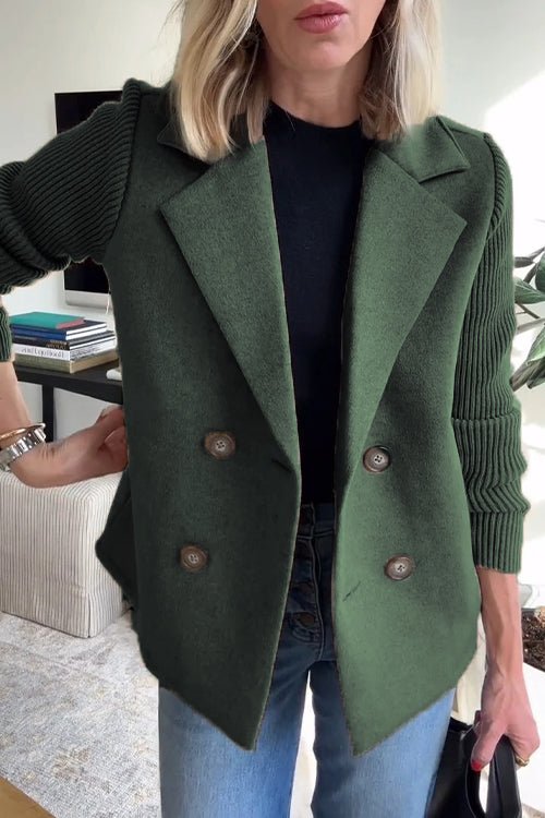 Amora - Elegant Knit-Sleeve Blazer