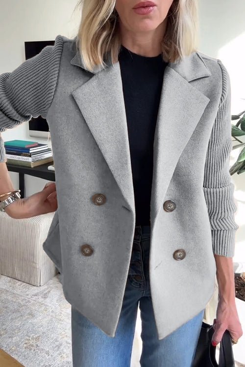 Amora - Elegant Knit-Sleeve Blazer