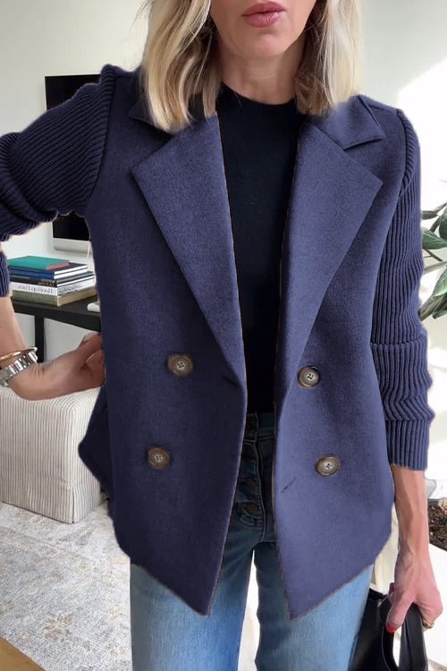Amora - Elegant Knit-Sleeve Blazer