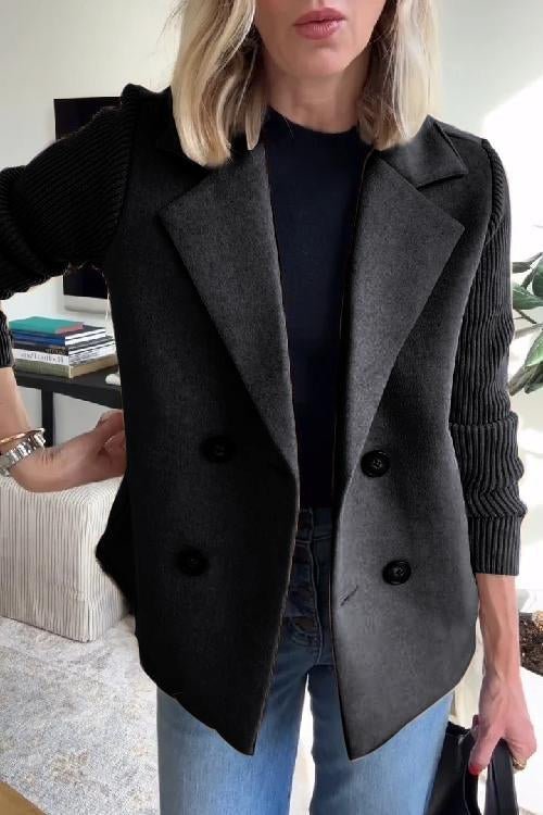 Amora - Elegant Knit-Sleeve Blazer