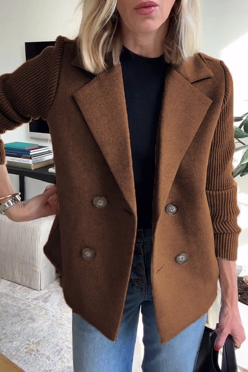 Amora - Elegant Knit-Sleeve Blazer
