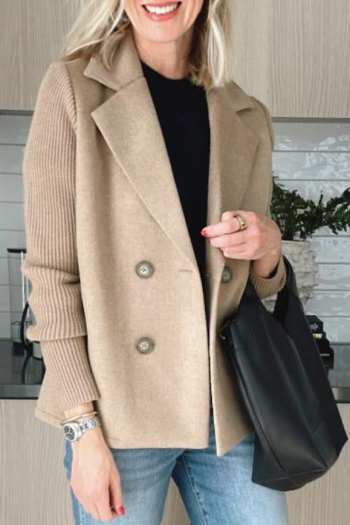 Amora - Elegant Knit-Sleeve Blazer