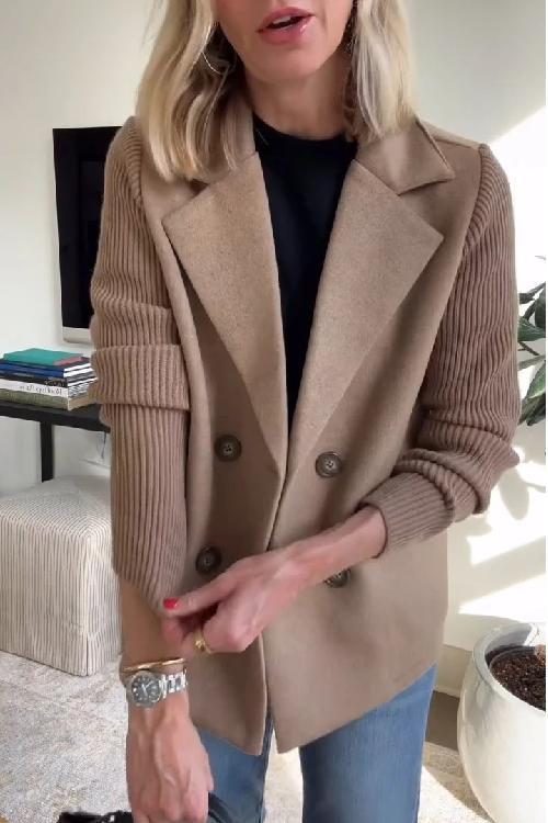 Amora - Elegant Knit-Sleeve Blazer
