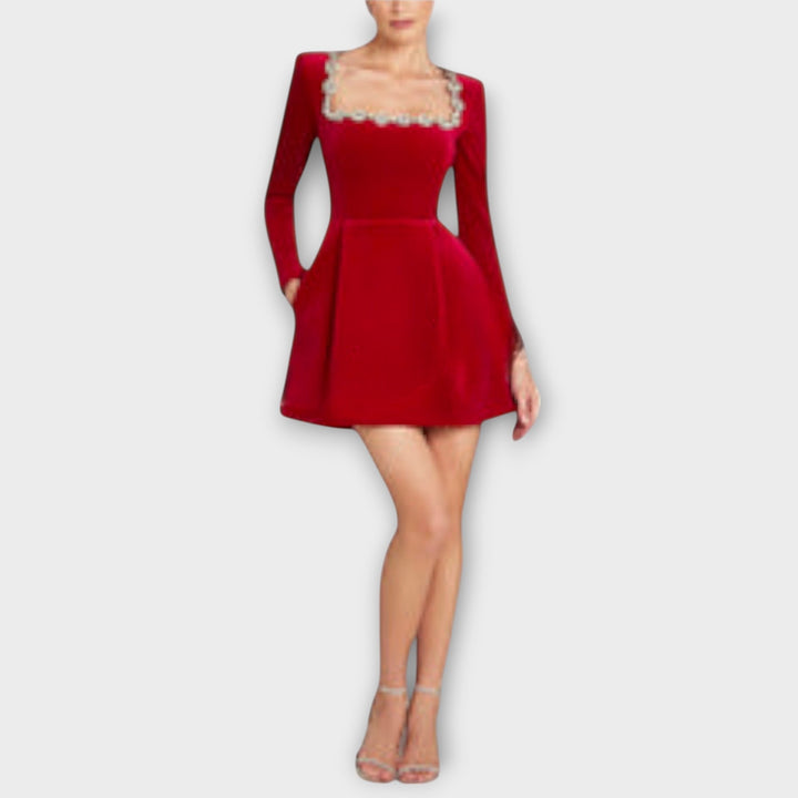 Wren - Mini Velvet Dress with Jewel Details