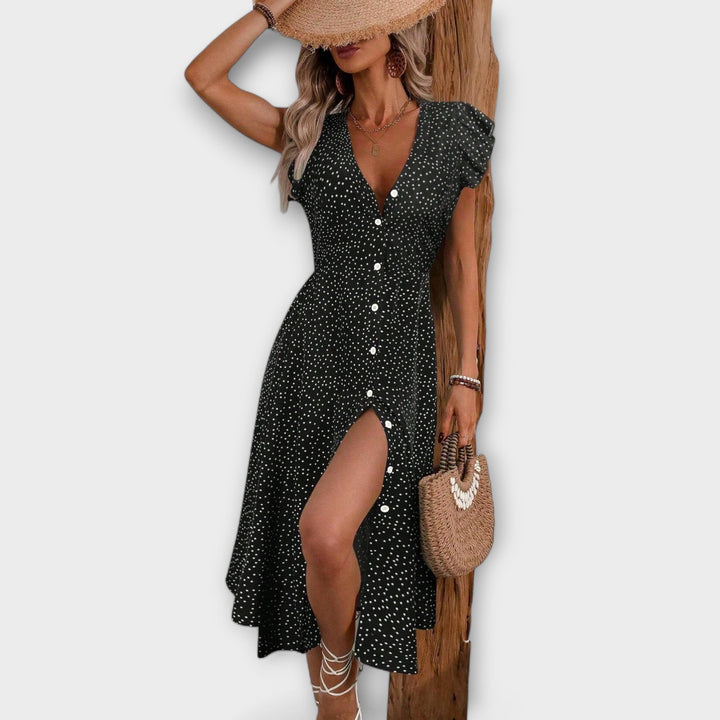 Chic midi dress with polka dots