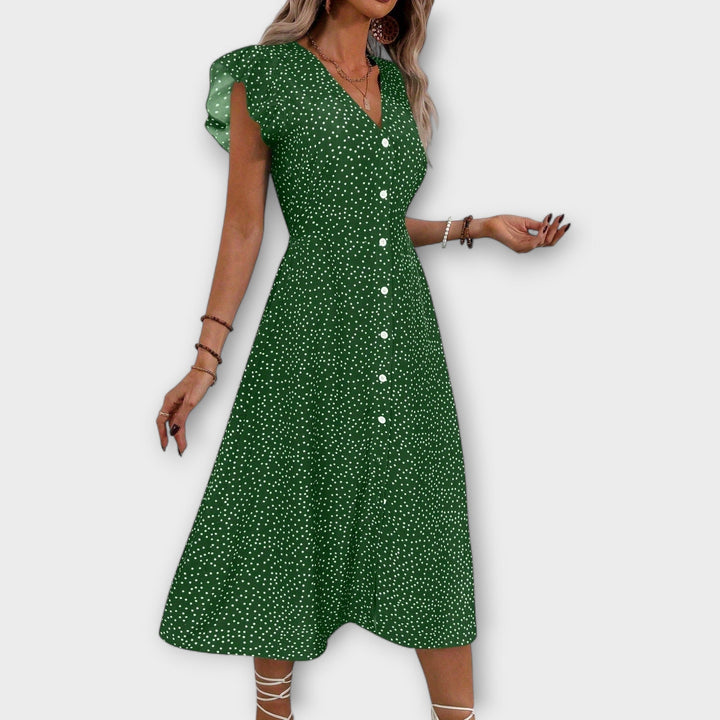Chic midi dress with polka dots
