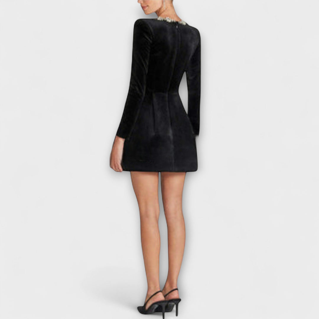 Wren - Mini Velvet Dress with Jewel Details