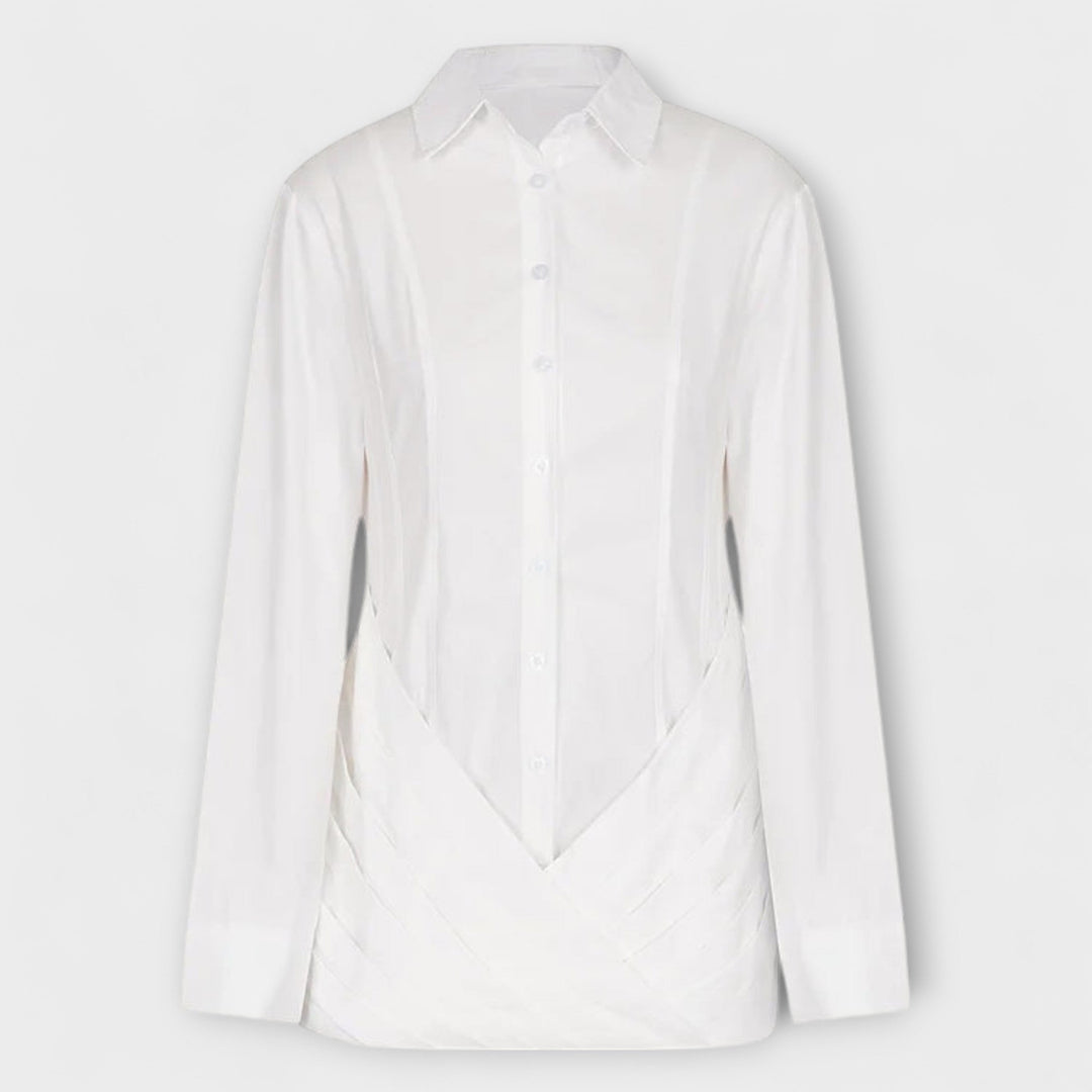 Indie - White Long Sleeve Pleated Shirt Dress
