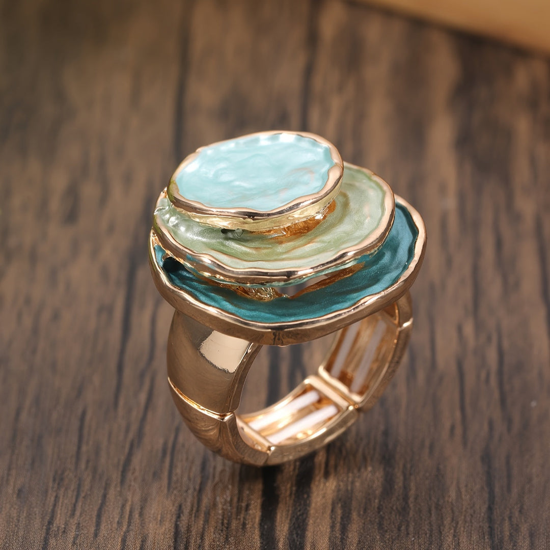 Trendy Three-Tier Enamel Boho Ring