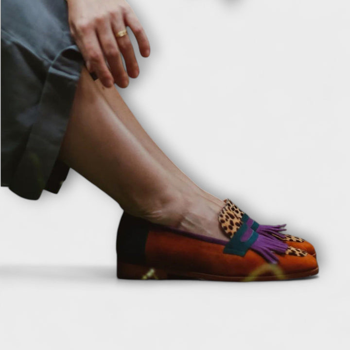 Fallon – Brown loafers with leopard print