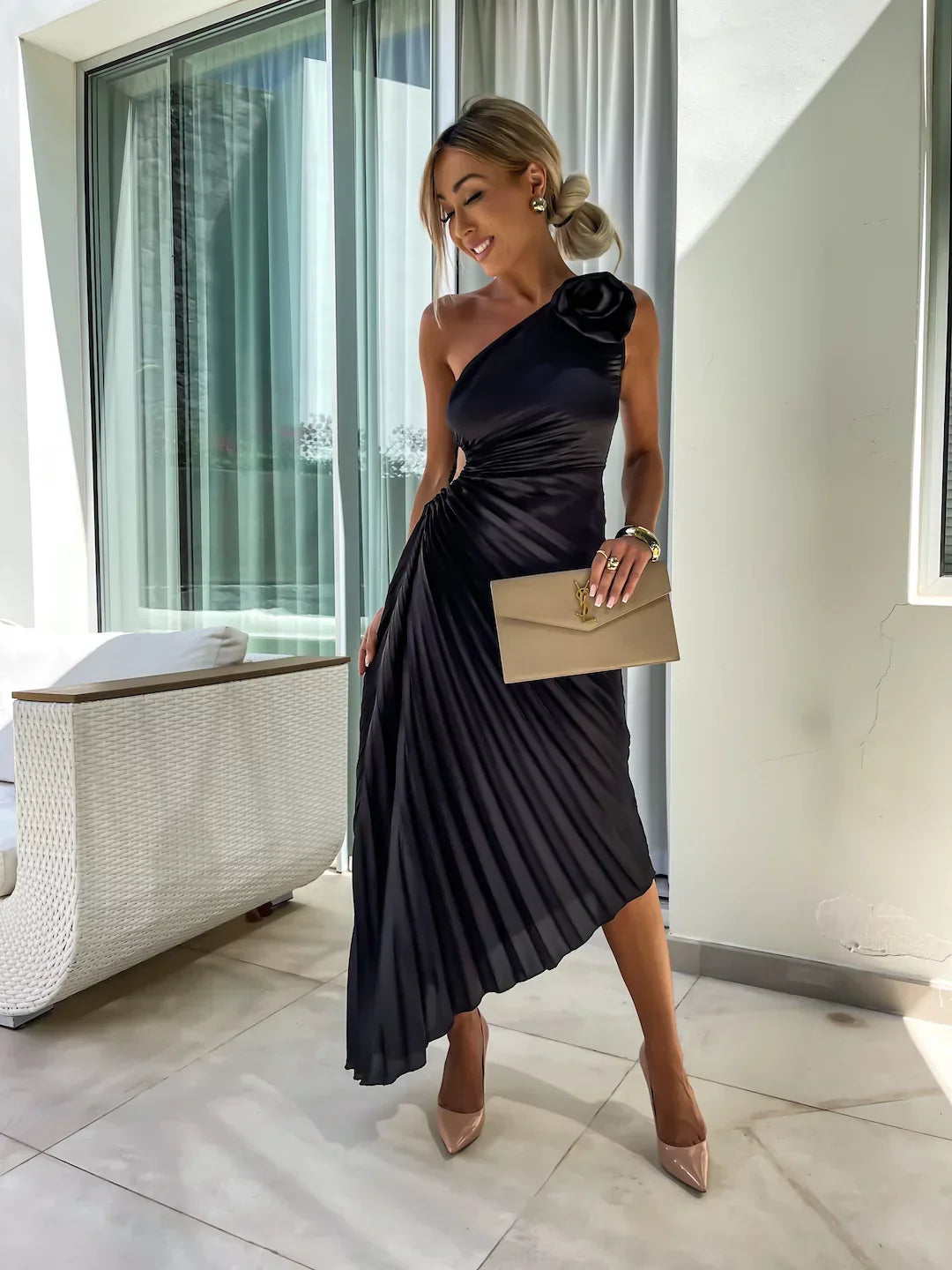 Dariella | Romantic Floral Dress with One Shoulder