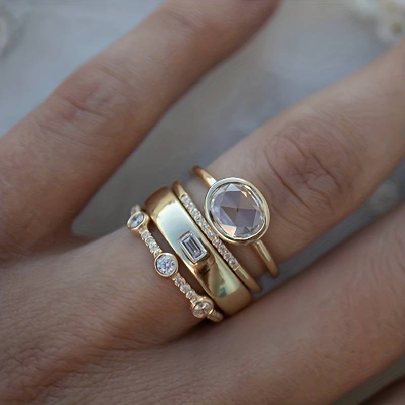 Lily - Antique Gold and Zirconia Ring Collection