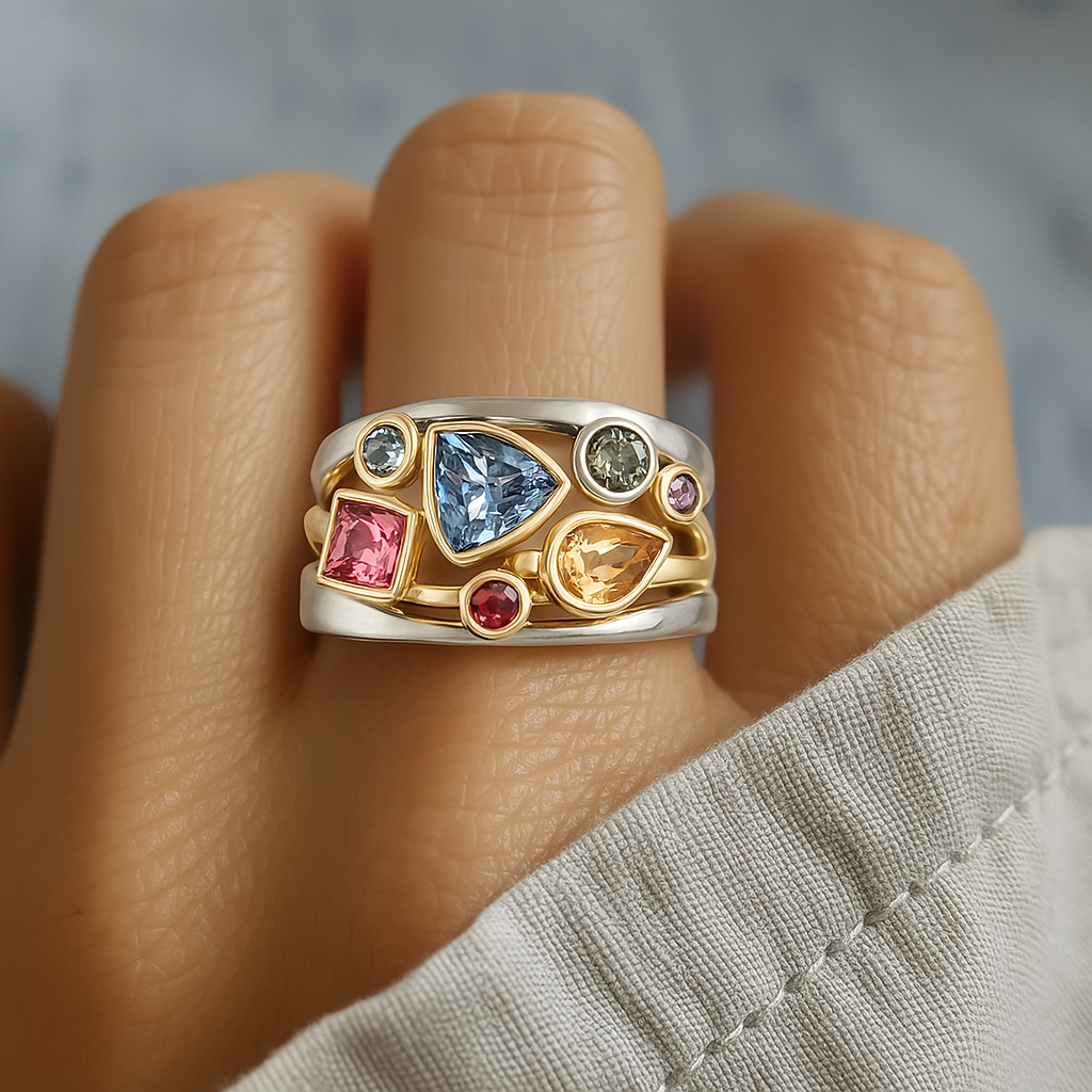 Retro Bunter Zirconia Ring